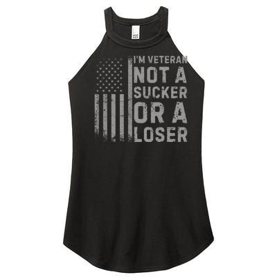 Vintage Usa Flag IM Veteran Not A Sucker Or A Loser Women's Perfect Tri Rocker Tank