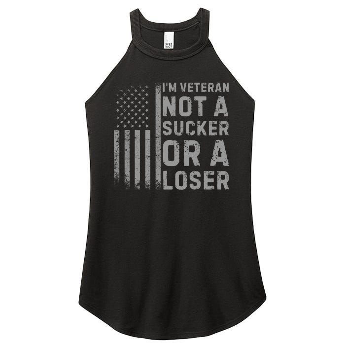 Vintage Usa Flag IM Veteran Not A Sucker Or A Loser Women's Perfect Tri Rocker Tank