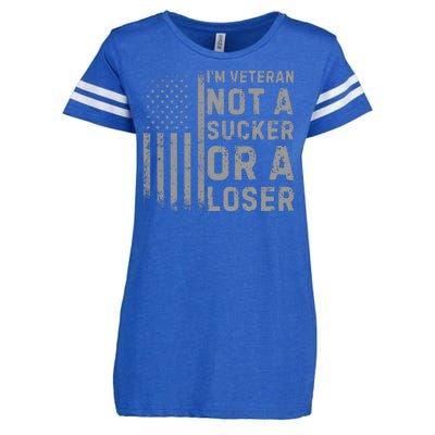 Vintage Usa Flag IM Veteran Not A Sucker Or A Loser Enza Ladies Jersey Football T-Shirt