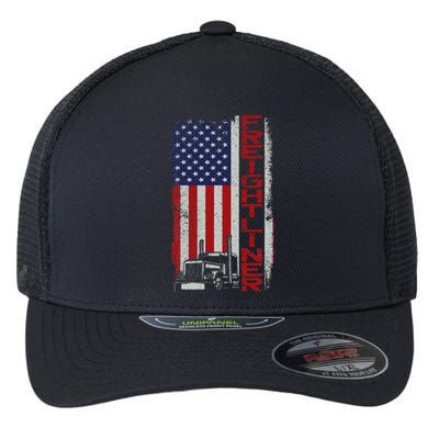 Vintage USA Flag Halloween Pun for Truck Drivers Flexfit Unipanel Trucker Cap