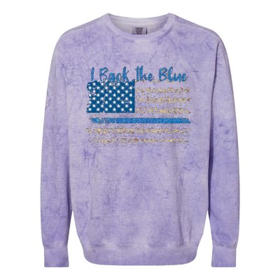 Vintage Usa Flag I Back The Blue Thin Blue Line Police Gift Colorblast Crewneck Sweatshirt