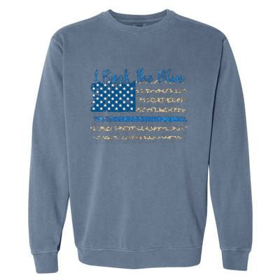 Vintage Usa Flag I Back The Blue Thin Blue Line Police Gift Garment-Dyed Sweatshirt