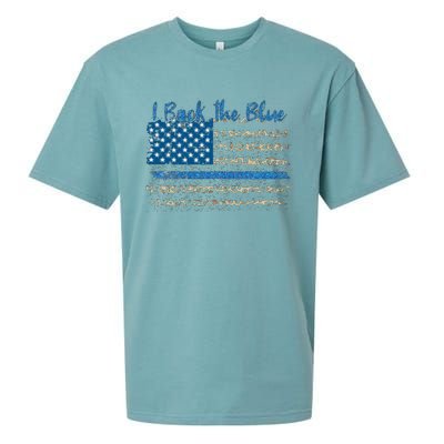 Vintage Usa Flag I Back The Blue Thin Blue Line Police Gift Sueded Cloud Jersey T-Shirt