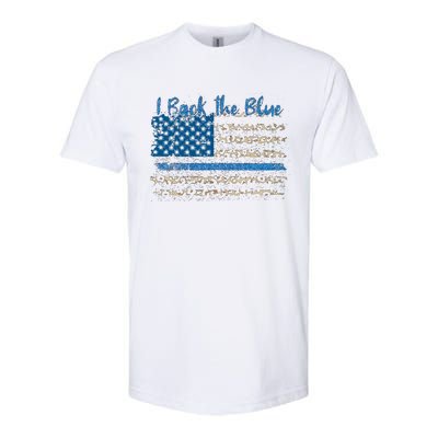 Vintage Usa Flag I Back The Blue Thin Blue Line Police Gift Softstyle CVC T-Shirt