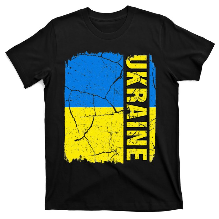 Vintage Ukrainian Flag Ukraine Pride Roots Heritage Gift T-Shirt