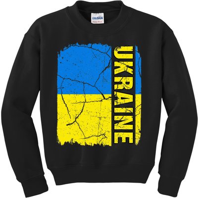 Vintage Ukrainian Flag Ukraine Pride Roots Heritage Gift Kids Sweatshirt