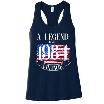 Vintage Usa Flag A Legend Since 1984 40th Birthday Women's Racerback Tank