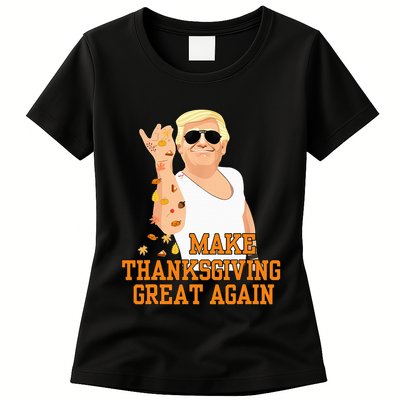 Vintage USA Flag Trumpkin Pie Make Thanksgiving Great Again Womens T-Shirt