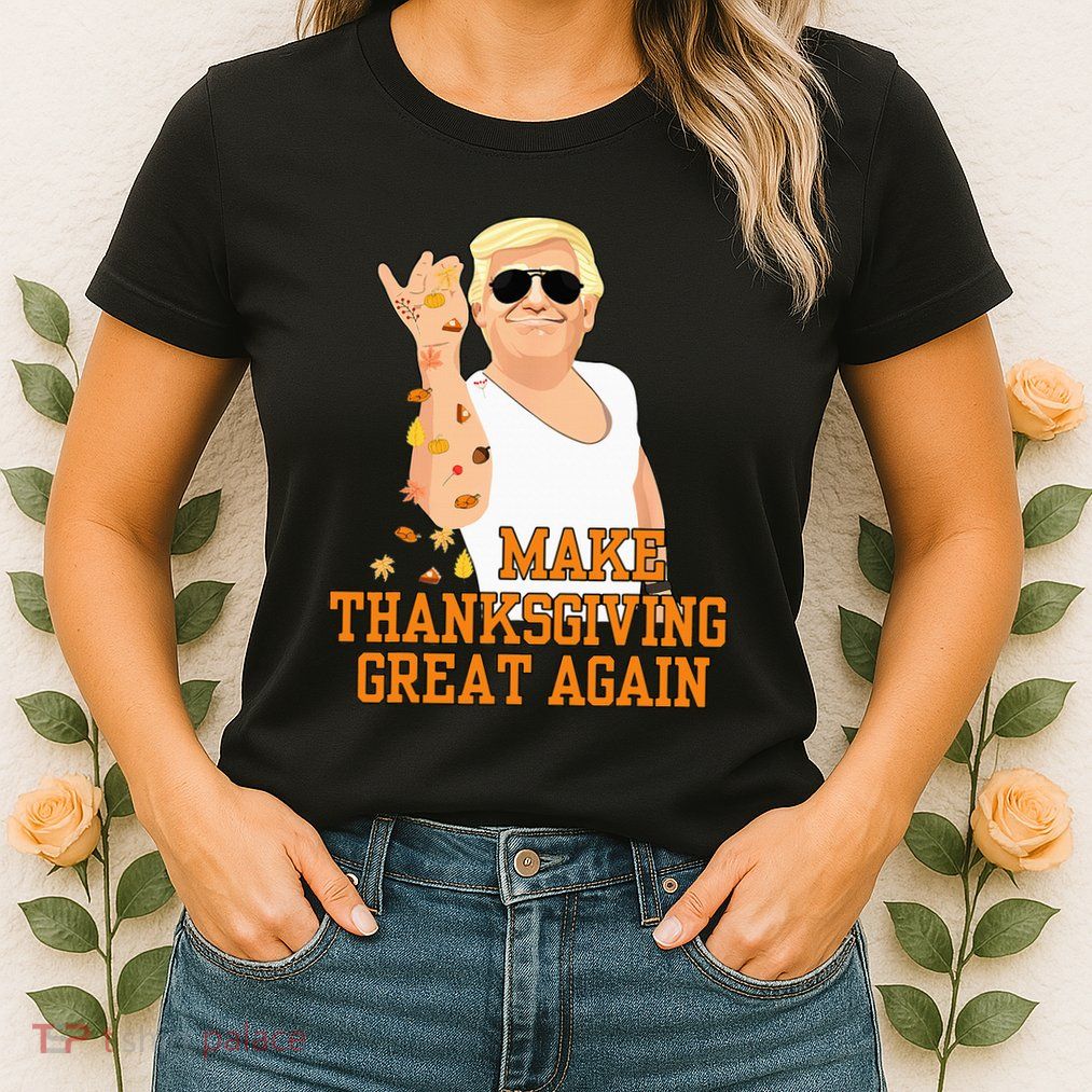 Vintage USA Flag Trumpkin Pie Make Thanksgiving Great Again Womens T-Shirt