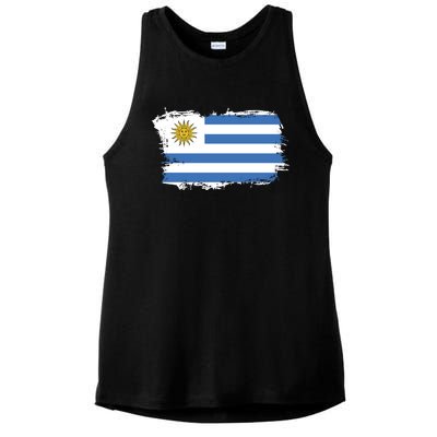 Vintage Uruguay Flag Ladies PosiCharge Tri-Blend Wicking Tank