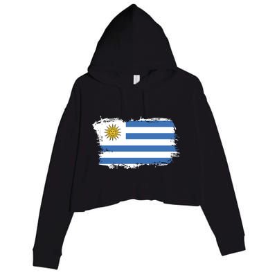 Vintage Uruguay Flag Crop Fleece Hoodie