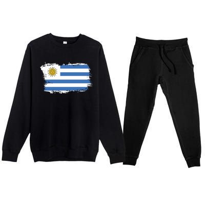 Vintage Uruguay Flag Premium Crewneck Sweatsuit Set