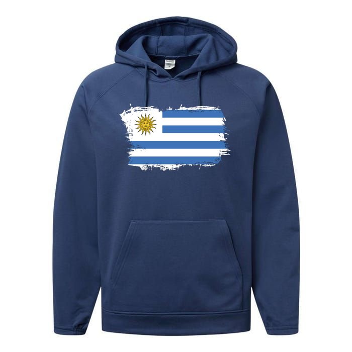 Vintage Uruguay Flag Performance Fleece Hoodie