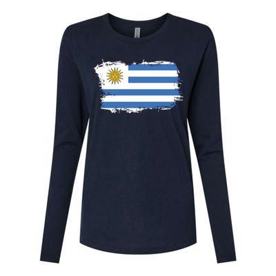 Vintage Uruguay Flag Womens Cotton Relaxed Long Sleeve T-Shirt