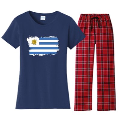 Vintage Uruguay Flag Women's Flannel Pajama Set