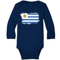 Vintage Uruguay Flag Baby Long Sleeve Bodysuit