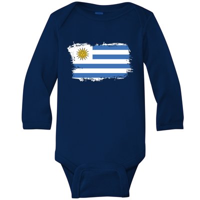 Vintage Uruguay Flag Baby Long Sleeve Bodysuit