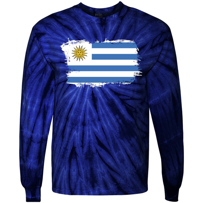 Vintage Uruguay Flag Tie-Dye Long Sleeve Shirt