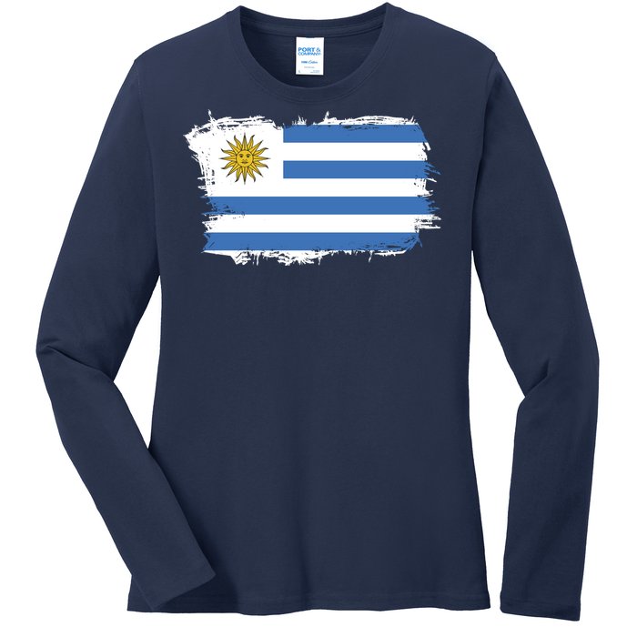 Vintage Uruguay Flag Ladies Long Sleeve Shirt