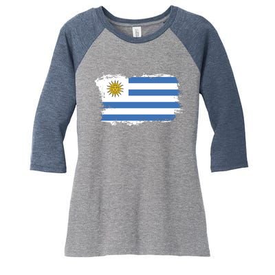 Vintage Uruguay Flag Women's Tri-Blend 3/4-Sleeve Raglan Shirt