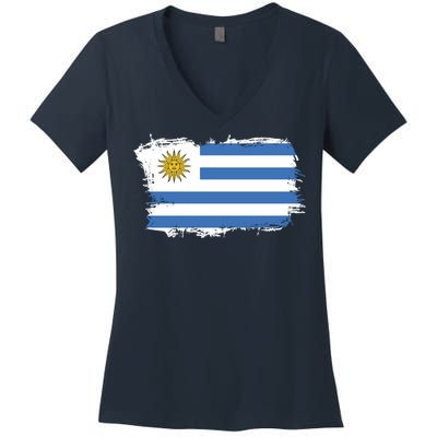 Vintage Uruguay Flag Women's V-Neck T-Shirt