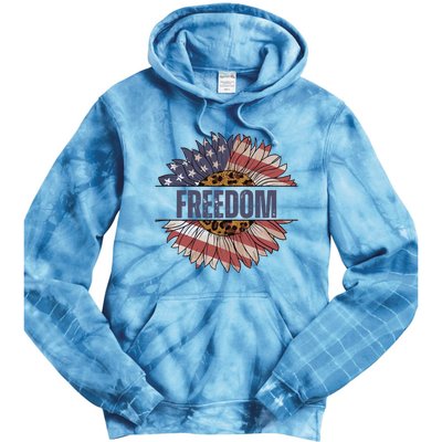 Vintage USA Flag Sunflower 4th Of July Tie Dye Hoodie