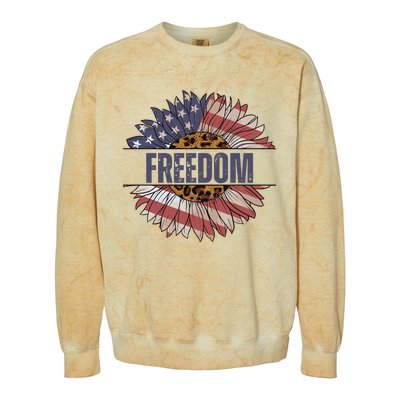 Vintage USA Flag Sunflower 4th Of July Colorblast Crewneck Sweatshirt