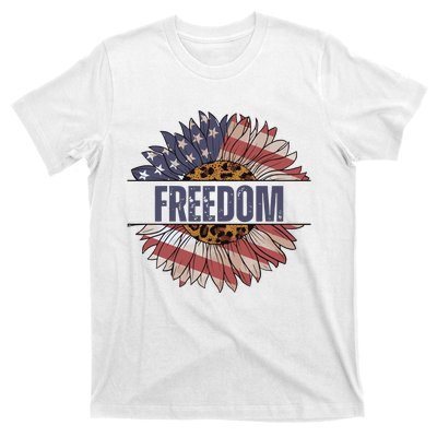 Vintage USA Flag Sunflower 4th Of July T-Shirt