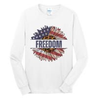 Vintage USA Flag Sunflower 4th Of July Tall Long Sleeve T-Shirt