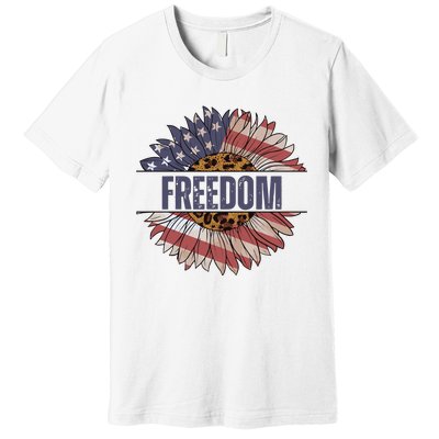 Vintage USA Flag Sunflower 4th Of July Premium T-Shirt