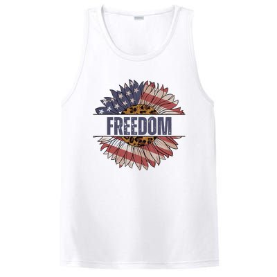 Vintage USA Flag Sunflower 4th Of July PosiCharge Competitor Tank