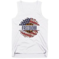 Vintage USA Flag Sunflower 4th Of July Tank Top