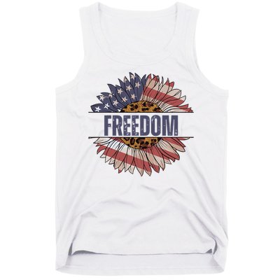 Vintage USA Flag Sunflower 4th Of July Tank Top