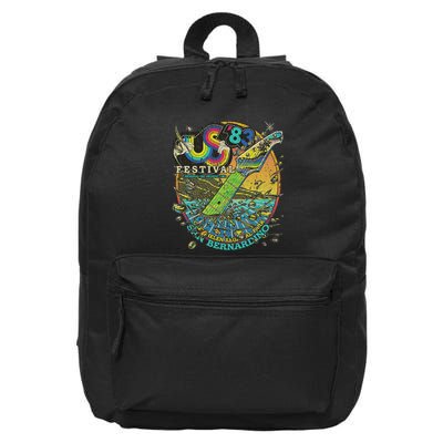 Vintage Us Festival 1983 Colorful Rainbow Music Fest Us 70s 16 in Basic Backpack