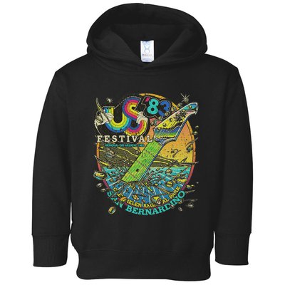 Vintage Us Festival 1983 Colorful Rainbow Music Fest Us 70s Toddler Hoodie