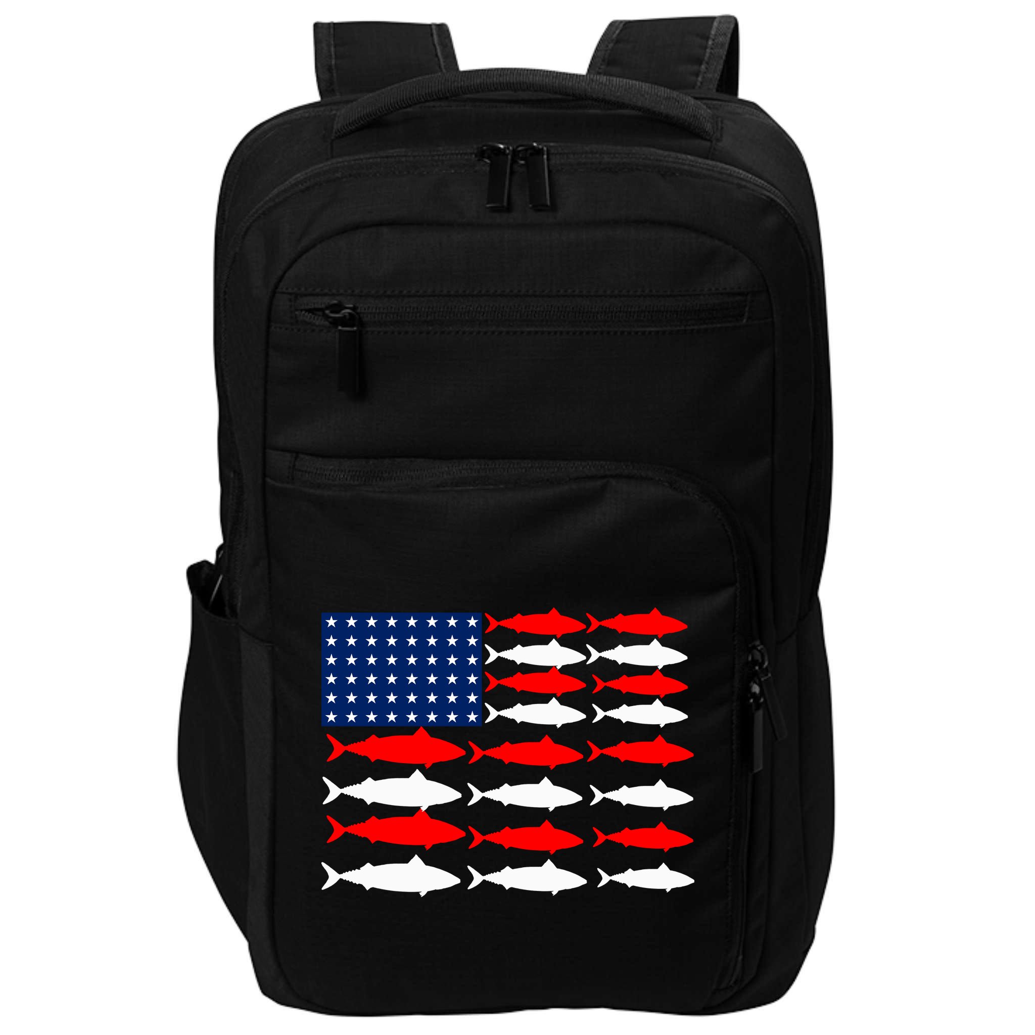 Vintage Usa Fish American Flag Fishing Patriotic Fisher Cool Gift Impact Tech Backpack