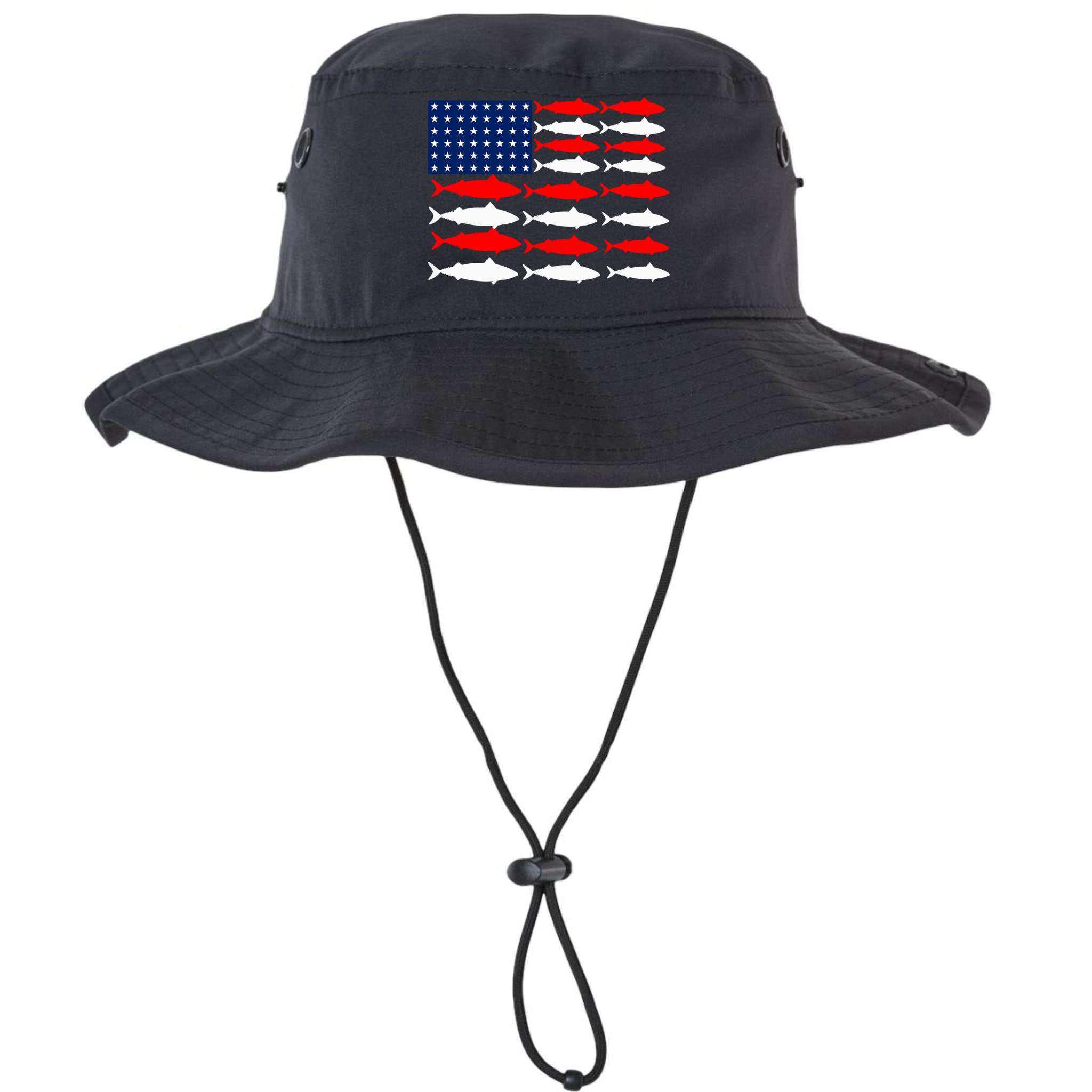 Vintage Usa Fish American Flag Fishing Patriotic Fisher Cool Gift Bucket Hat