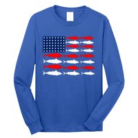 Vintage Usa Fish American Flag Fishing Patriotic Fisher Cool Gift Long Sleeve Shirt