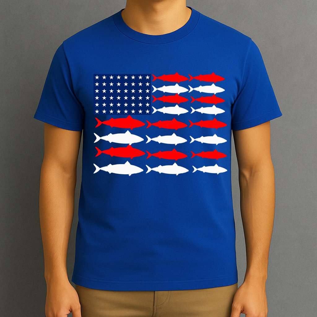 Vintage Usa Fish American Flag Fishing Patriotic Fisher Cool Gift T-Shirt