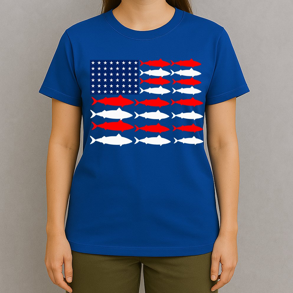 Vintage Usa Fish American Flag Fishing Patriotic Fisher Cool Gift T-Shirt