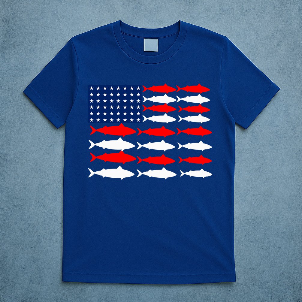 Vintage Usa Fish American Flag Fishing Patriotic Fisher Cool Gift T-Shirt