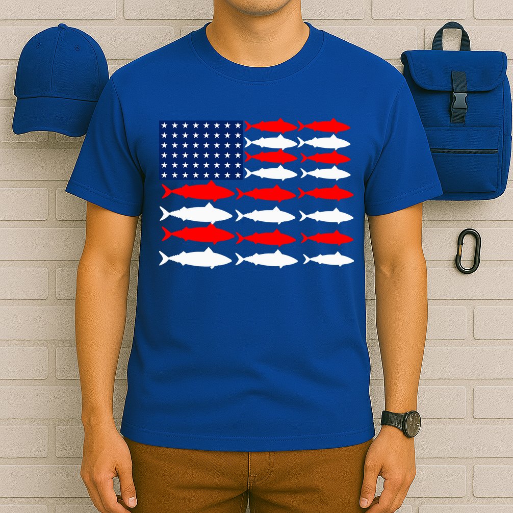 Vintage Usa Fish American Flag Fishing Patriotic Fisher Cool Gift T-Shirt