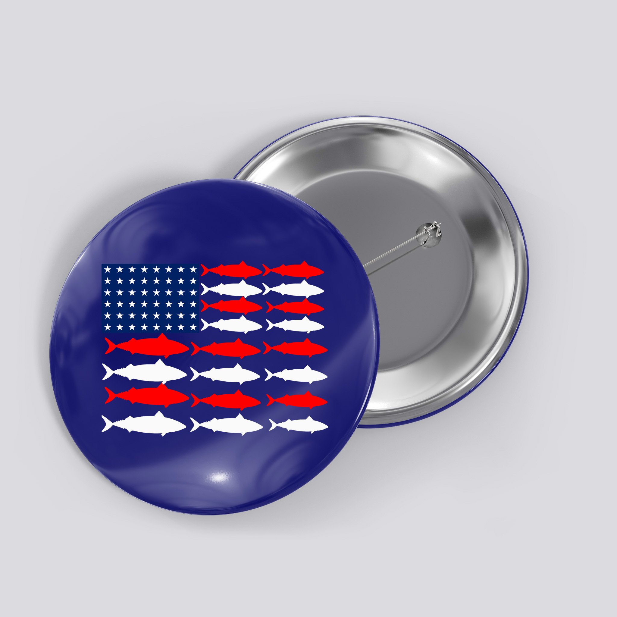 Vintage Usa Fish American Flag Fishing Patriotic Fisher Cool Gift Button