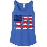 Vintage Usa Fish American Flag Fishing Patriotic Fisher Cool Gift Ladies Essential Tank