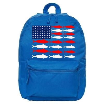 Vintage Usa Fish American Flag Fishing Patriotic Fisher Cool Gift 16 in Basic Backpack