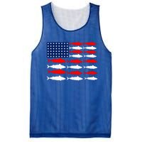 Vintage Usa Fish American Flag Fishing Patriotic Fisher Cool Gift Mesh Reversible Basketball Jersey Tank