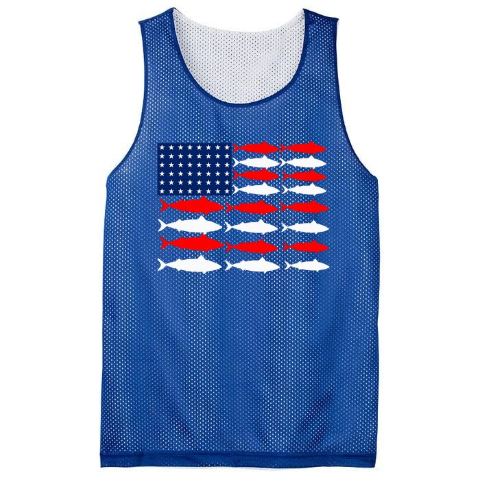 Vintage Usa Fish American Flag Fishing Patriotic Fisher Cool Gift Mesh Reversible Basketball Jersey Tank