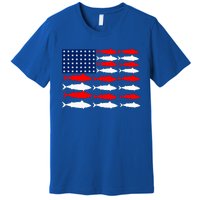 Vintage Usa Fish American Flag Fishing Patriotic Fisher Cool Gift Premium T-Shirt