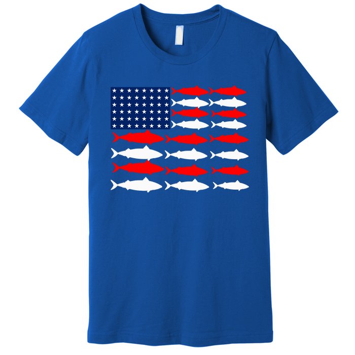 Vintage Usa Fish American Flag Fishing Patriotic Fisher Cool Gift Premium T-Shirt