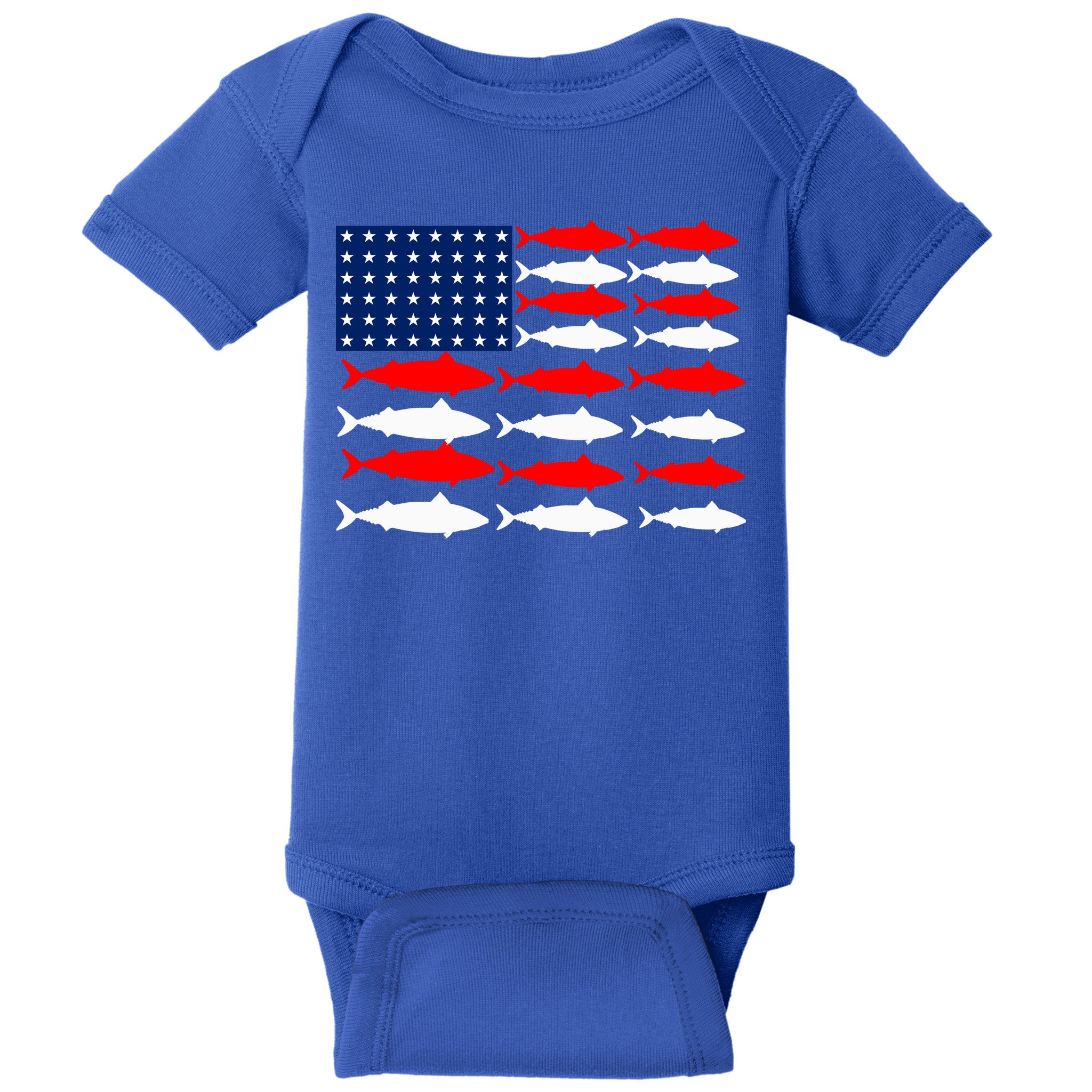 Vintage Usa Fish American Flag Fishing Patriotic Fisher Cool Gift Baby Bodysuit